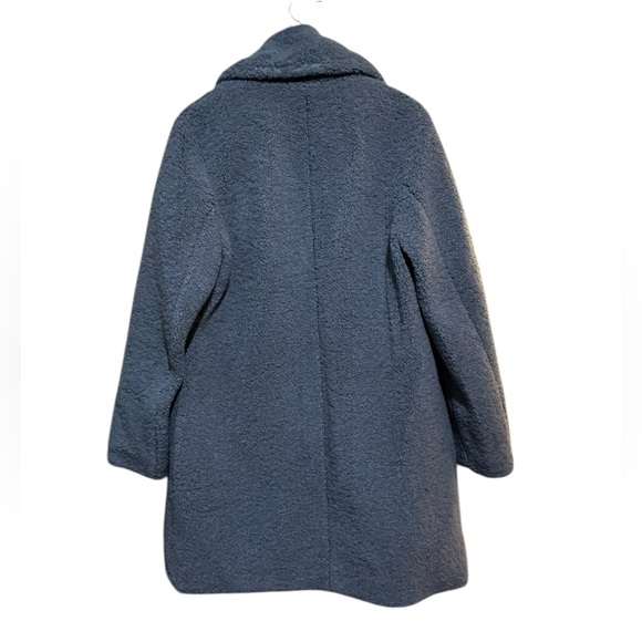 FRENCH CONNECTION Faux Shearling Teddy Coat S 21” p2p Denim Blue $200 Retail NWT - Picture 12 of 13